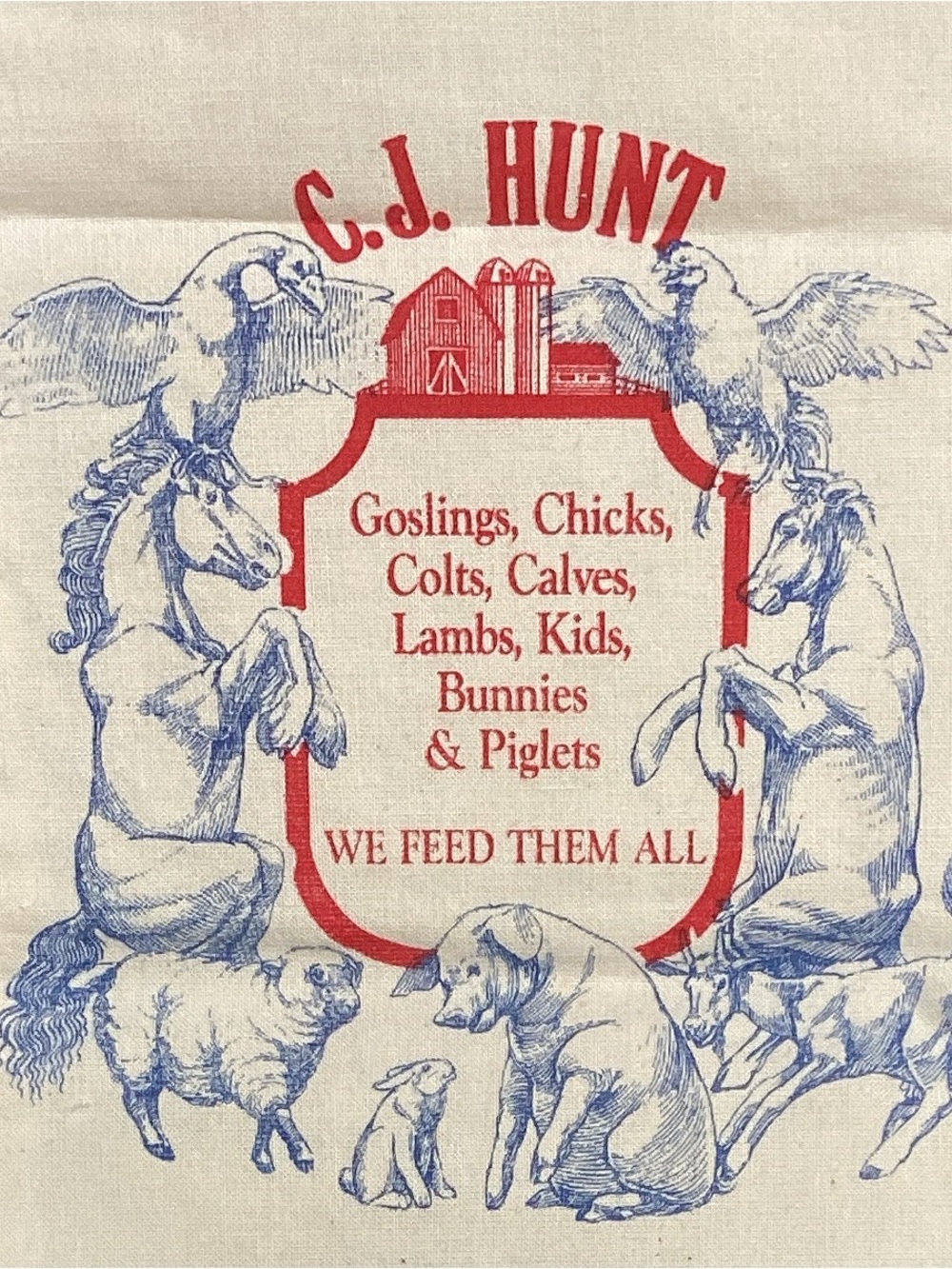 FLOUR SACK DISH TOWEL SACK C.J. HUNT DEADSTOCK  1982